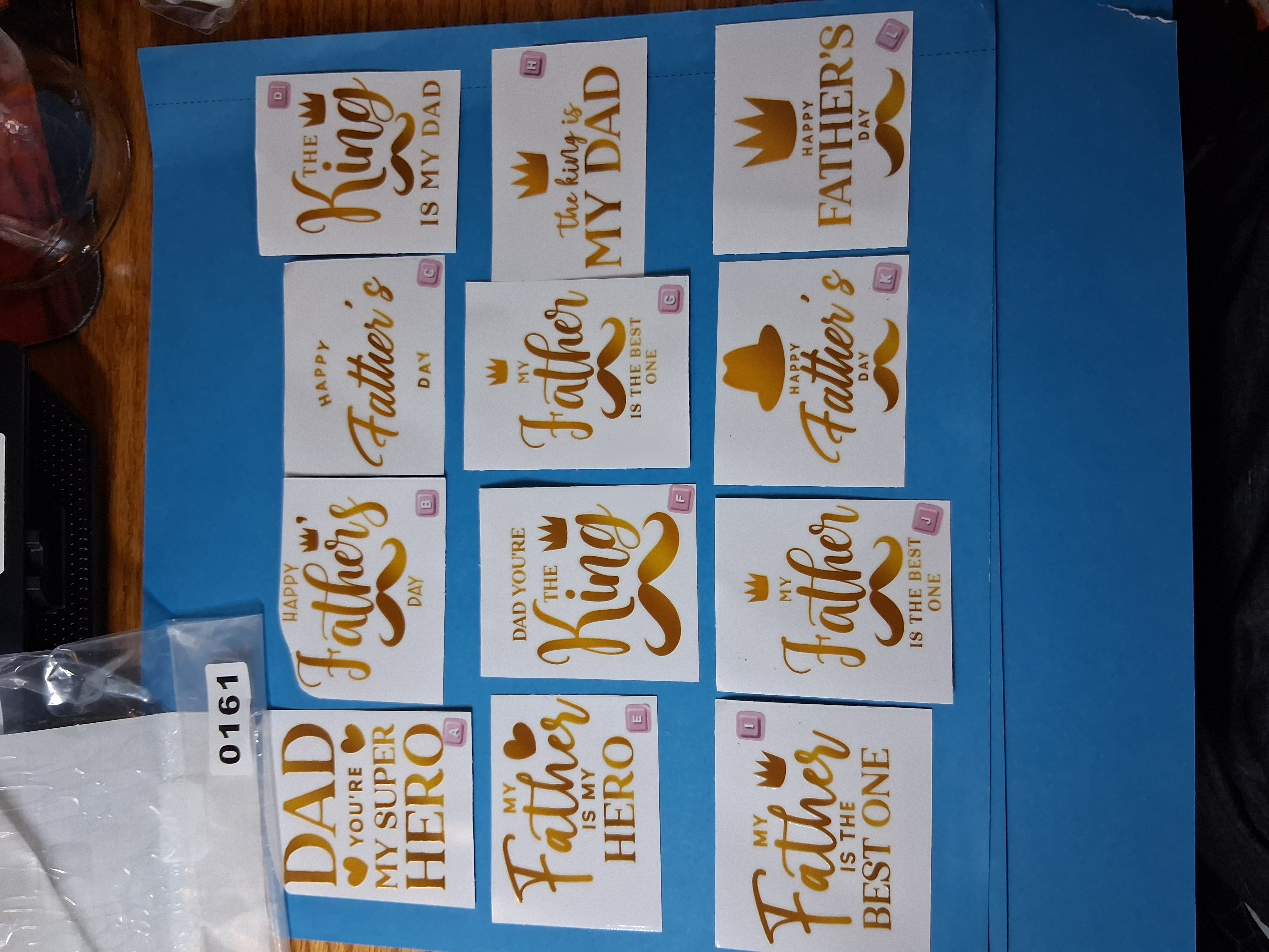 Father's Day Cup Stickers — INV 61: 24 pcs Gold Foil (12 Designs, 2 of Each)
